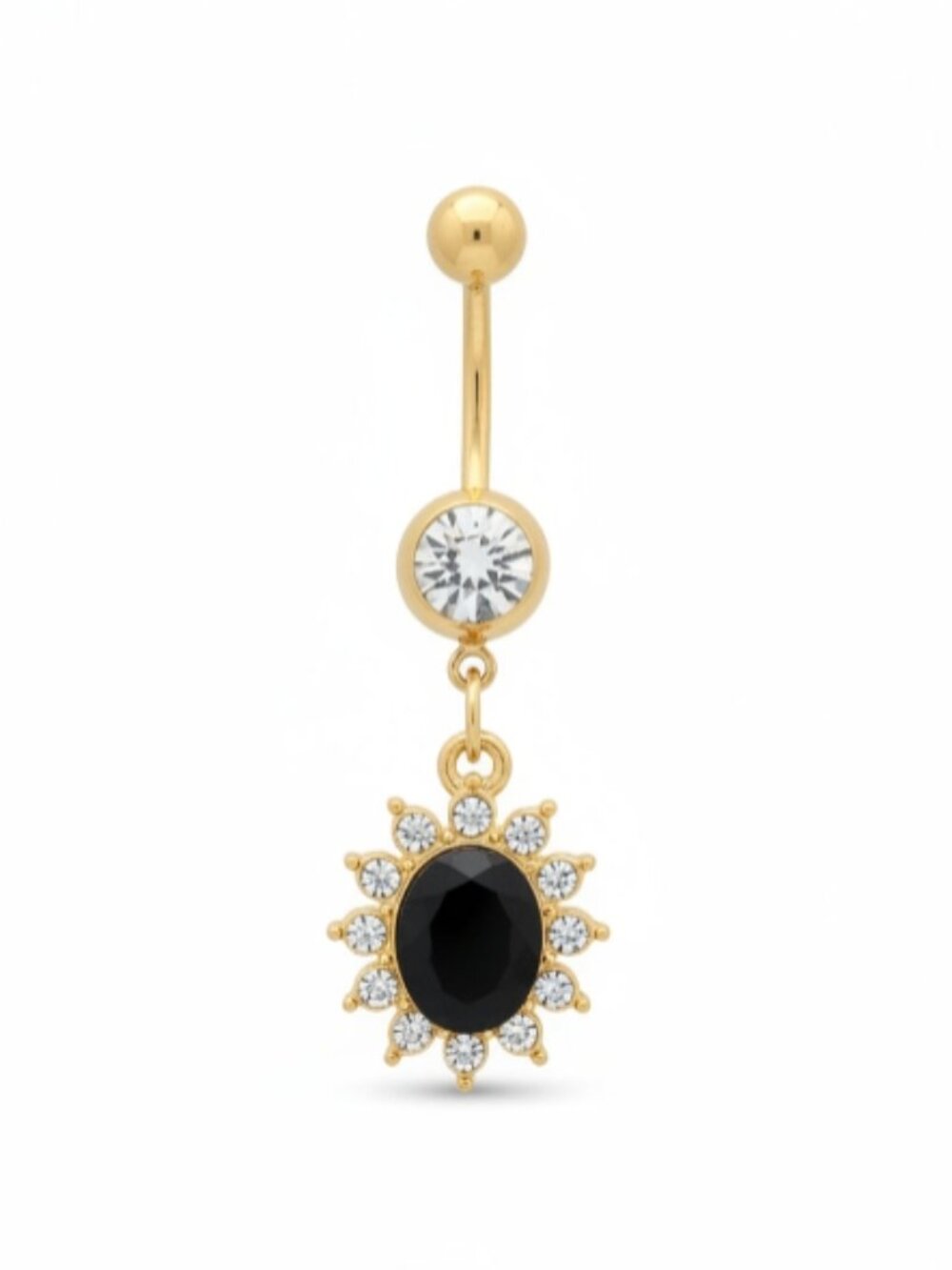 New Gold and Black Sunburst Belly Ring, Gold Tone Belly Ring, Women's Jewelry